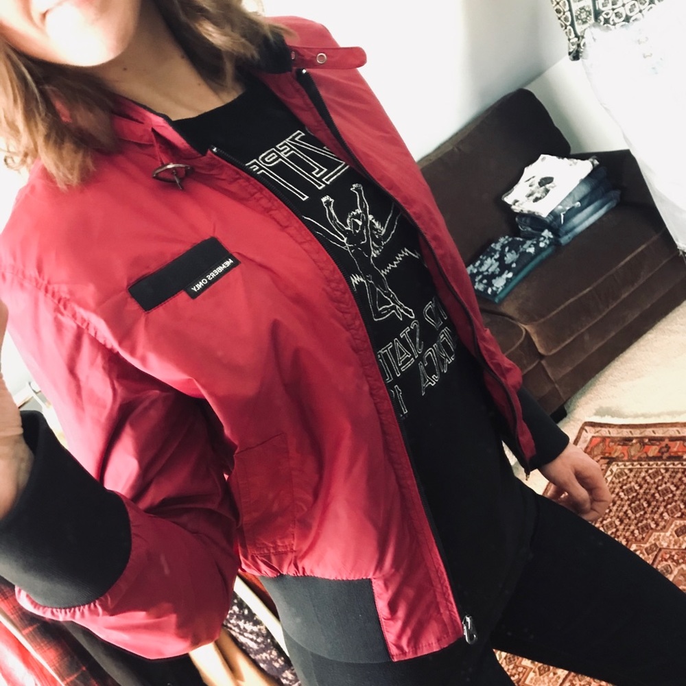 Raspberry Colored Members Only Bomber